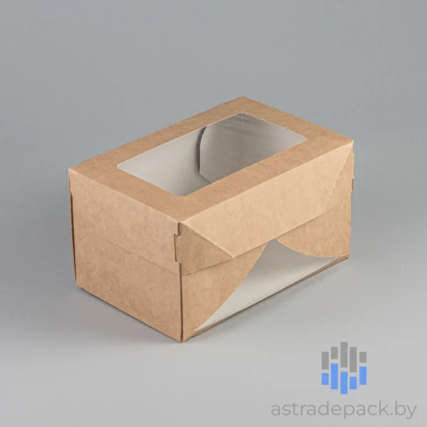 Артикул: CANDYBOX 1200-WW. Коробка для десерта. Цвет: крафт / белая. Размер: 150/100/85 мм. Россия / Украина.